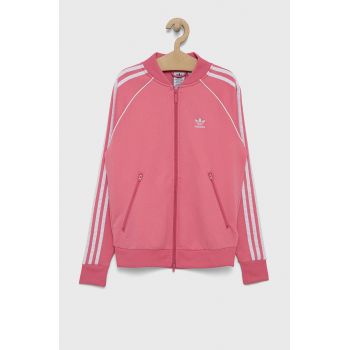 Adidas Originals Hanorac de bumbac pentru copii H34591 culoarea roz, cu imprimeu