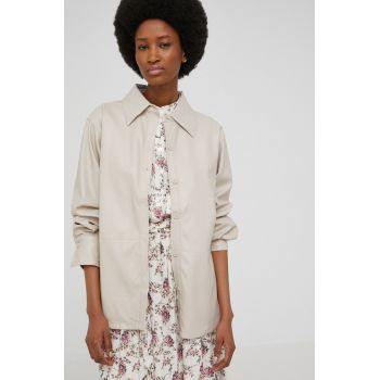 Answear Lab camasa femei, culoarea bej, cu guler clasic, relaxed de firma originala