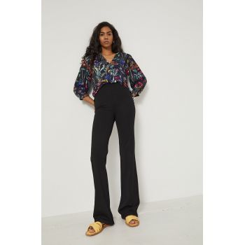 Medicine pantaloni femei, culoarea negru, neted