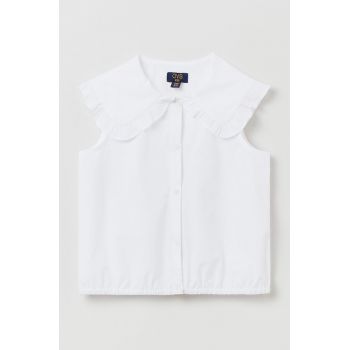 OVS bluza de bumbac pentru copii culoarea alb, neted