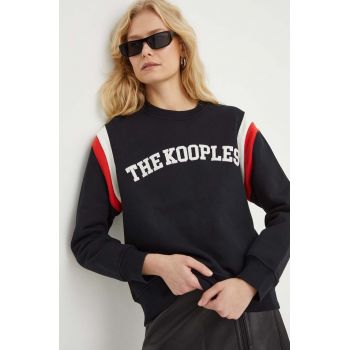 The Kooples hanorac de bumbac femei, culoarea negru, cu imprimeu de firma original