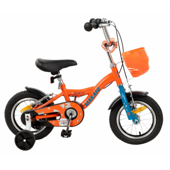 Bicicleta 12 inch cu roti ajutatoare si cosulet frontal Makani Bentu Orange