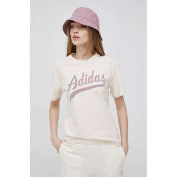 adidas Originals tricou din bumbac HD9777 culoarea bej