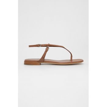 Emporio Armani sandale de piele femei, culoarea maro Emporio Armani sandale de piele femei, culoarea maro