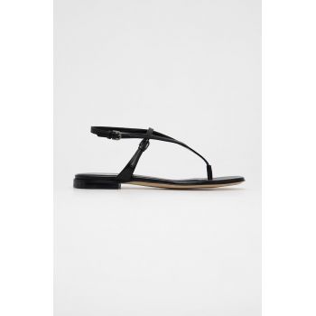 Emporio Armani sandale de piele femei, culoarea negru Emporio Armani sandale de piele femei, culoarea negru