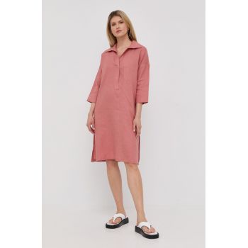 Max Mara Leisure rochie din in culoarea roz, mini, oversize