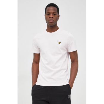 Lyle & Scott tricou din bumbac culoarea roz, neted