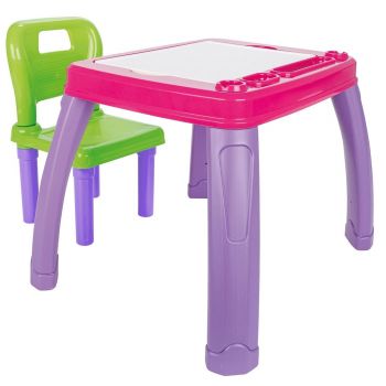 Set Masuta cu scaun pentru copii Pilsan Study Table pink green de firma originala