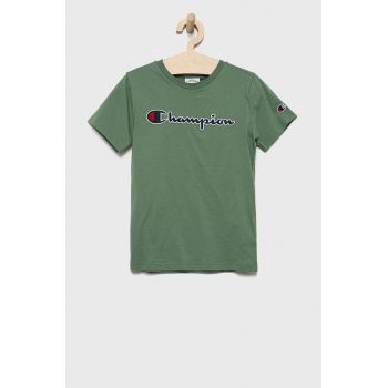 Champion tricou de bumbac pentru copii 305954 culoarea verde, neted