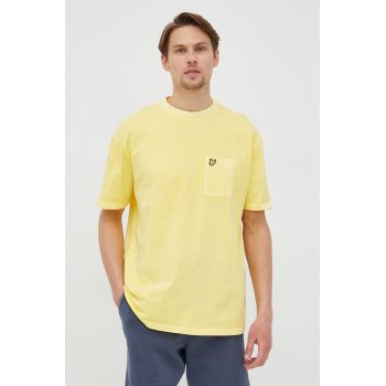 Lyle & Scott tricou din bumbac culoarea galben, neted