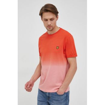 Lyle & Scott tricou din bumbac culoarea portocaliu, neted