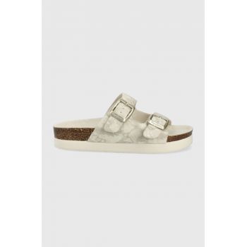 Pepe Jeans papuci Oban Shine femei, culoarea bej
