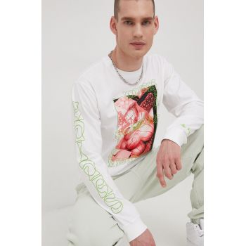 adidas Originals longsleeve din bumbac HC2126 culoarea alb, cu imprimeu