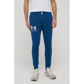 Under Armour pantaloni de trening 1361642459 barbati, culoarea albastru marin, cu imprimeu