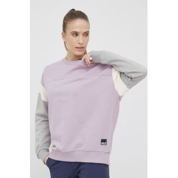 Jack Wolfskin hanorac de bumbac femei, culoarea violet, neted