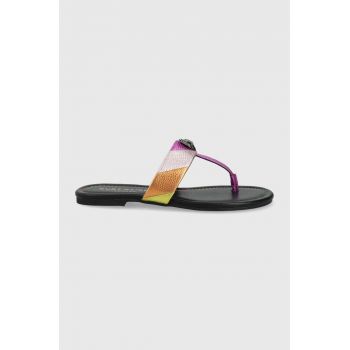 Kurt Geiger London șlapi de piele Kensington T-Bar femei, cu toc plat Kurt Geiger London șlapi de piele Kensington T-Bar femei, cu toc plat