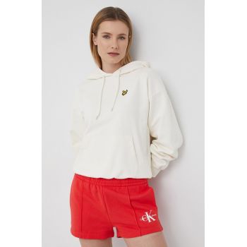 Lyle & Scott hanorac de bumbac femei, culoarea bej, neted