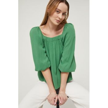 Medicine bluza femei, culoarea verde, neted