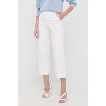 Spanx pantaloni femei, culoarea alb, drept, high waist