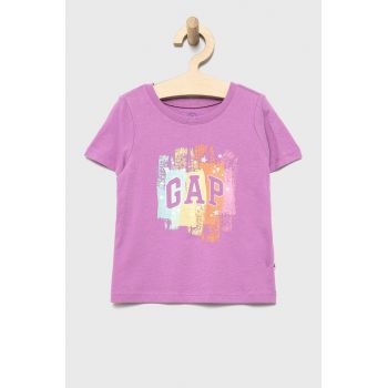 GAP tricou de bumbac pentru copii culoarea violet ieftin