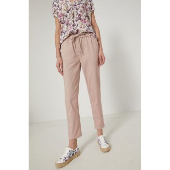 Medicine pantaloni femei, culoarea roz, fason chinos, high waist