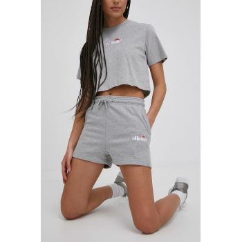 Ellesse pantaloni scurti femei, culoarea gri, cu imprimeu, high waist