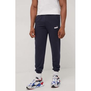 Puma pantaloni barbati, culoarea albastru marin, neted