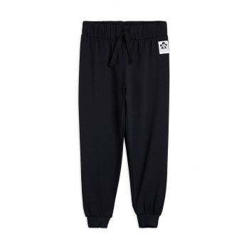 Mini Rodini pantaloni de trening pentru copii culoarea negru, neted