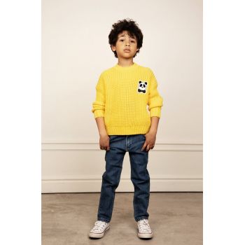 Mini Rodini pulover de bumbac pentru copii culoarea galben