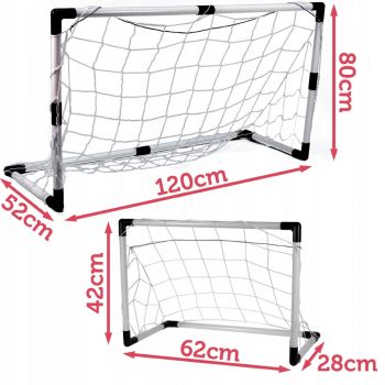 Set porti de fotbal 2 in 1 pentru copii cu minge si pompa incluse MalPlay