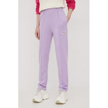 Fila pantaloni de trening femei, culoarea violet, de firma original