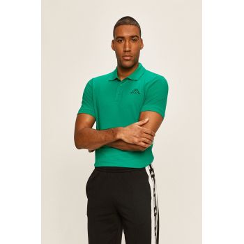 Kappa Polo de bumbac culoarea verde, cu imprimeu