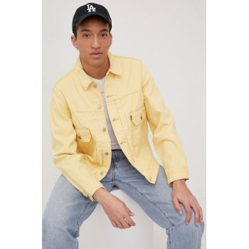 Levi's geaca jeans barbati, culoarea galben, de tranzitie