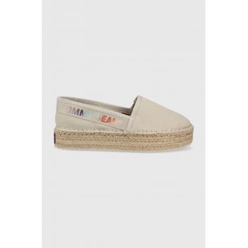 Tommy Jeans espadrile culoarea bej, cu platforma