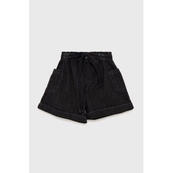 Birba&Trybeyond pantaloni scurti din denim pentru copii culoarea negru, neted ieftini