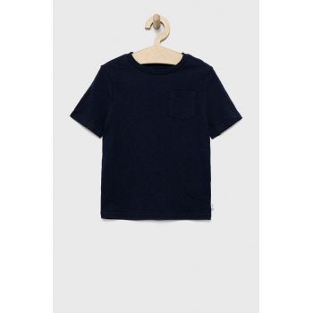 GAP tricou de bumbac pentru copii culoarea albastru marin, neted