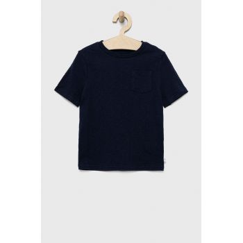 GAP tricou de bumbac pentru copii culoarea albastru marin, neted