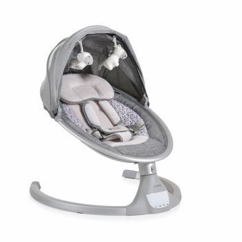 Leagan electric pentru bebelusi cu telecomanda,sezut ergonomic si rotativ,parasolar reglabil si detasabil,5 viteze de leganare,cronometru,adaptor priza,husa de insecte si pernuta reductor Cangaroo ISwing Silver