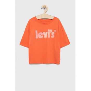 Levi's tricou de bumbac pentru copii culoarea portocaliu
