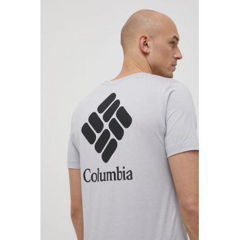 Columbia tricou sport Tech Trail Graphic culoarea gri, cu imprimeu de firma original