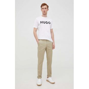 HUGO tricou din bumbac culoarea alb, cu imprimeu