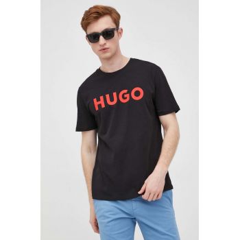 HUGO tricou din bumbac culoarea negru, cu imprimeu 50467556