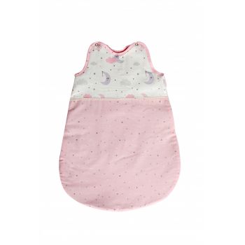 Sac de dormit de vara 0-6 luni cu broderie Pink Moons Stars ieftin