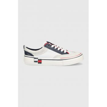 Tommy Jeans sneakers din piele culoarea alb