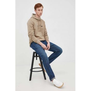 G-Star Raw hanorac de bumbac barbati, culoarea bej, cu imprimeu