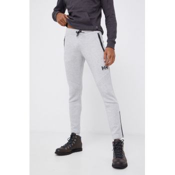 Helly Hansen Pantaloni bărbați, culoarea gri, material neted de firma originali