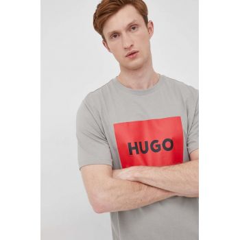 HUGO tricou din bumbac culoarea verde, cu imprimeu