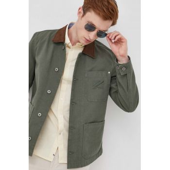 Pepe Jeans geaca Linus barbati, culoarea verde, de tranzitie de firma originala