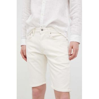 Pepe Jeans pantaloni scurti jeans Stanley Short barbati, culoarea bej de firma originali