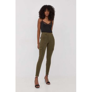 Spanx pantaloni femei, culoarea verde, fason cargo, high waist